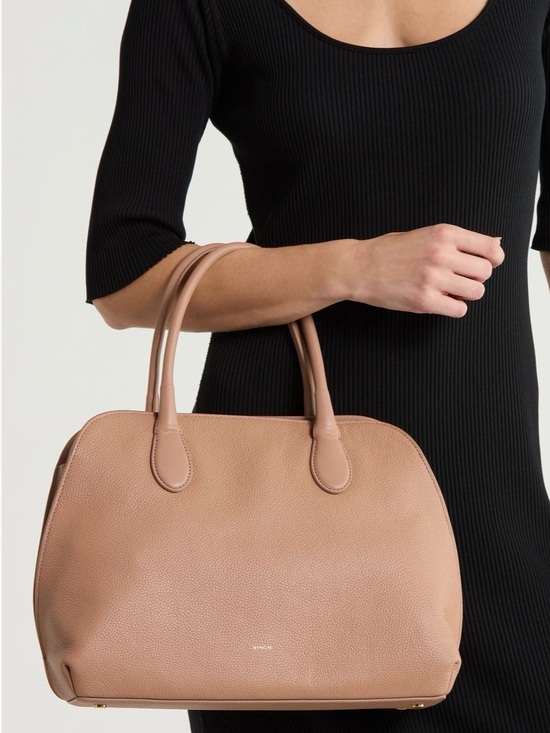 Vince Handbags - Vince Pebbled Dome Satchel - Beige Tan